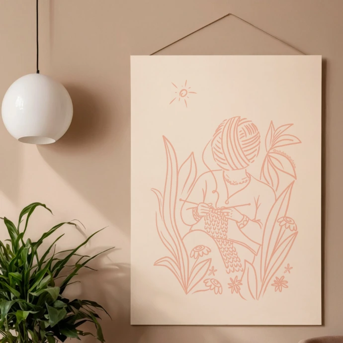 poster on the wall with hand crafted art